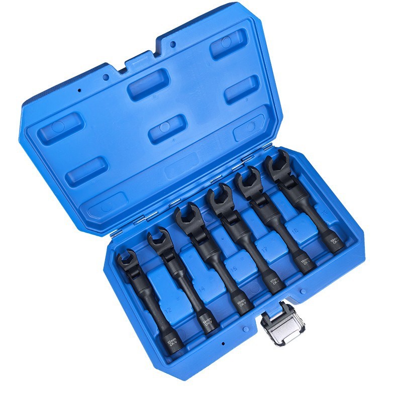 6件套六角摇头开口扳手组套油管拆卸套筒扳手 汽修工具12mm-19mm