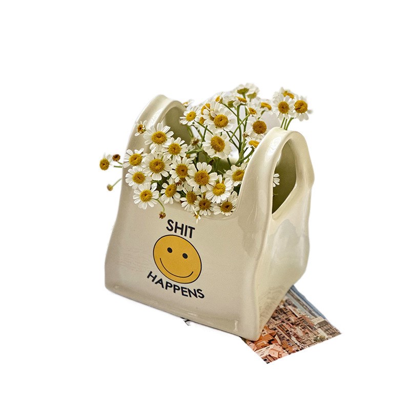 个性手捏袋桌面创意陶瓷笔筒遥控器文具收纳盒化妆笔收纳桶小摆件