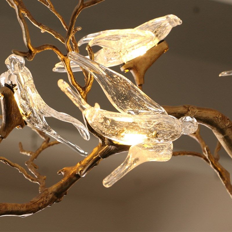 后现代轻奢全铜树枝餐厅吊灯创意奢华别墅客厅茶室个性艺术小鸟灯,家装灯饰光源,客厅吊灯,淘宝优惠券,粉丝福利购,淘宝优惠卷