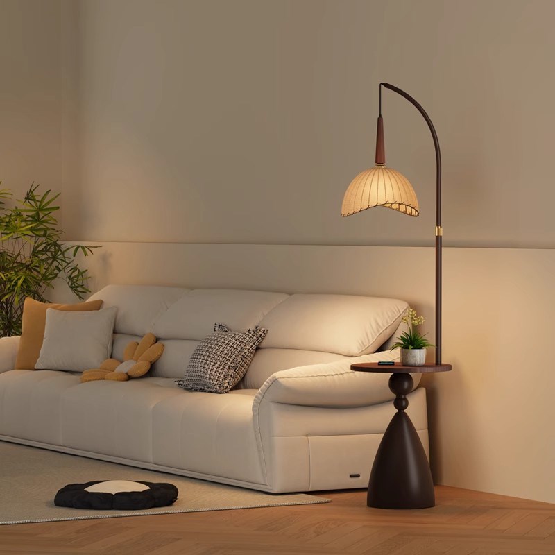 覆古落地灯客厅沙发旁茶几灯装饰氛围灯卧室床头护眼一体立式台灯