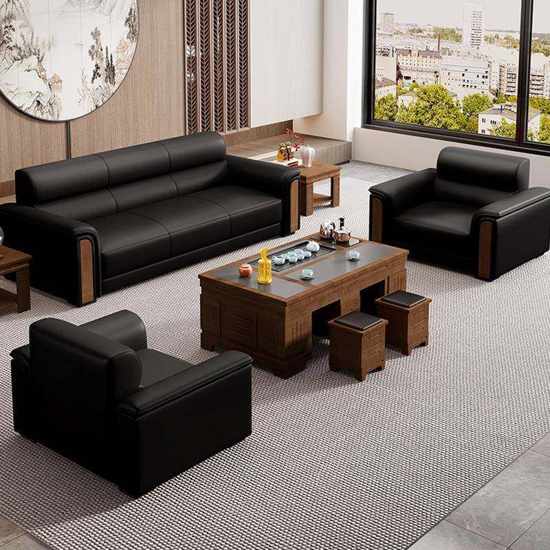 办公室沙发茶几组合简约商务接待区会客茶台一体式皮艺三人位黑色,纺织面料/辅料/配套,纺织机械配件,淘宝优惠券,粉丝福利购,淘宝优惠卷