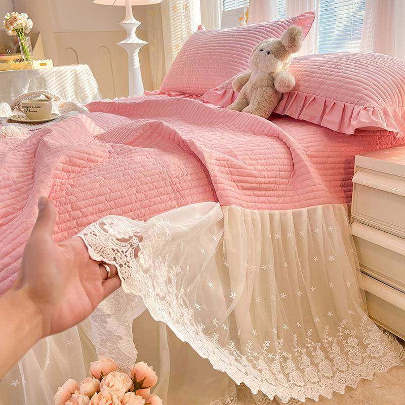 2024新款韩式纯棉蕾丝床裙单件加厚公主风全棉简约纯色夹棉三件套,机械设备,其他机械设备,淘宝优惠券,粉丝福利购,淘宝优惠卷