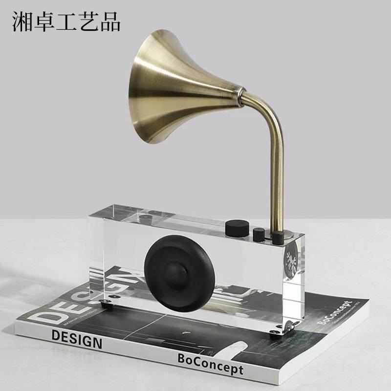 创意复古水晶喇叭播音机摆件样板房售楼部卧室书房桌面软装饰品,机械设备,其他机械设备,淘宝优惠券,粉丝福利购,淘宝优惠卷