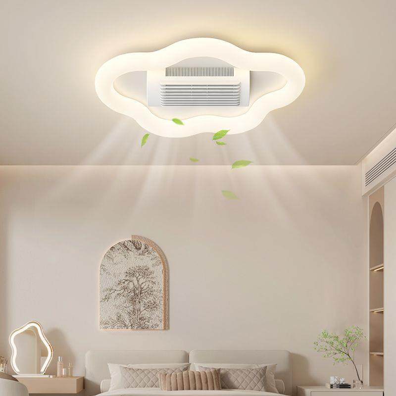 无叶风扇灯卧室现代简约奶油风全光谱护眼静音风扇一体儿童房吸顶
