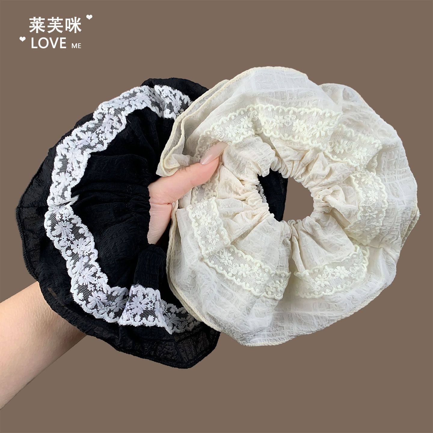 韩系蕾丝花边褶皱大肠发圈女高级感马尾发绳大号头绳网红时尚头花,珠宝/钻石/翡翠,发饰,淘宝优惠券,粉丝福利购,淘宝优惠卷