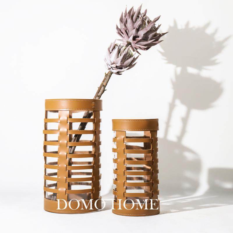 现代简约编织皮革花器花插样板间别墅家居客厅餐厅装饰花瓶干花,纺织面料/辅料/配套,纺织机械配件,淘宝优惠券,粉丝福利购,淘宝优惠卷