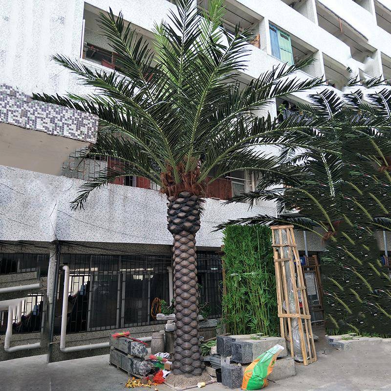工厂直销大型仿真玻璃钢订皮海枣树抗紫外椰子叶海澡6米