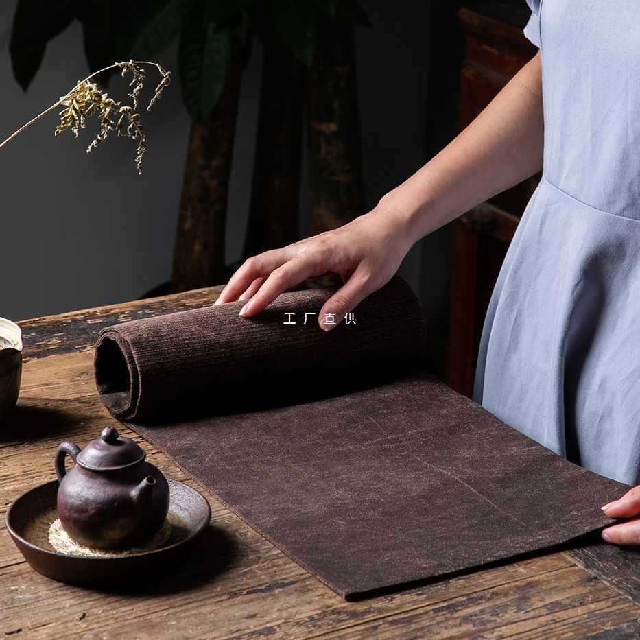 独清柞蚕老料香云纱茶席真丝茶席桌旗茶垫布艺茶巾茶布茶道茶席