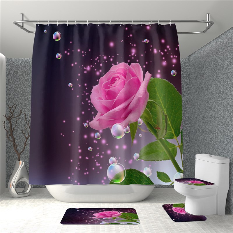 源头 热卖 浴室涤纶防水浴帘 隔断帘子免打孔