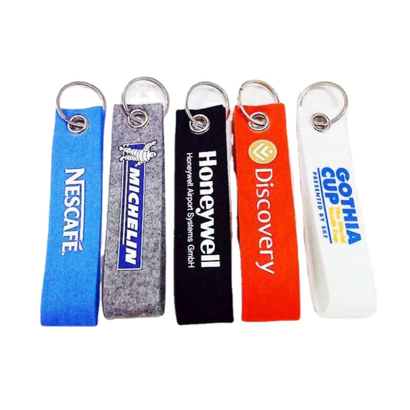 新款毛毡汽车箱包配件钥匙圈 丝带