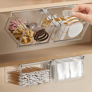 镜柜下抽屉式 收纳盒卫生间化妆品收纳神器卸妆棉签口红透明置物架