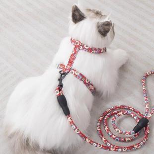 宠物外出专用工字形背心式溜猫绳子加长可爱防挣脱遛猫猫咪牵引绳