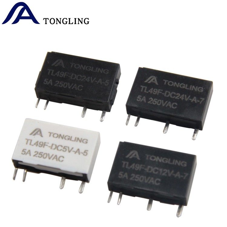 通灵厂家正品49f继电器5V 12V 4脚 5A 超薄 24V小型继电器
