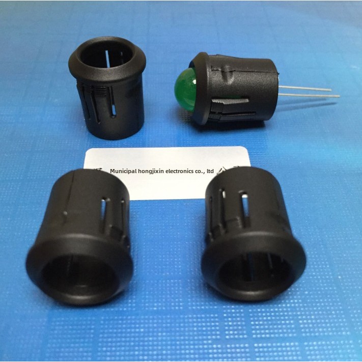 10mm长套灯座面板固定黑色塑料罩直插LED指示灯珠发光二极管卡扣