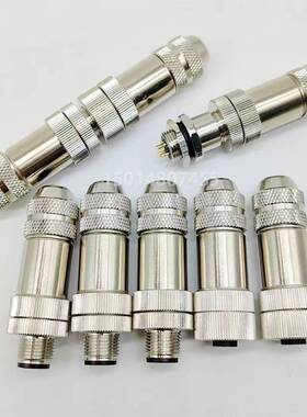 M12以太网连接器profet航空插头4芯5芯8芯12金属屏蔽连接器编码器