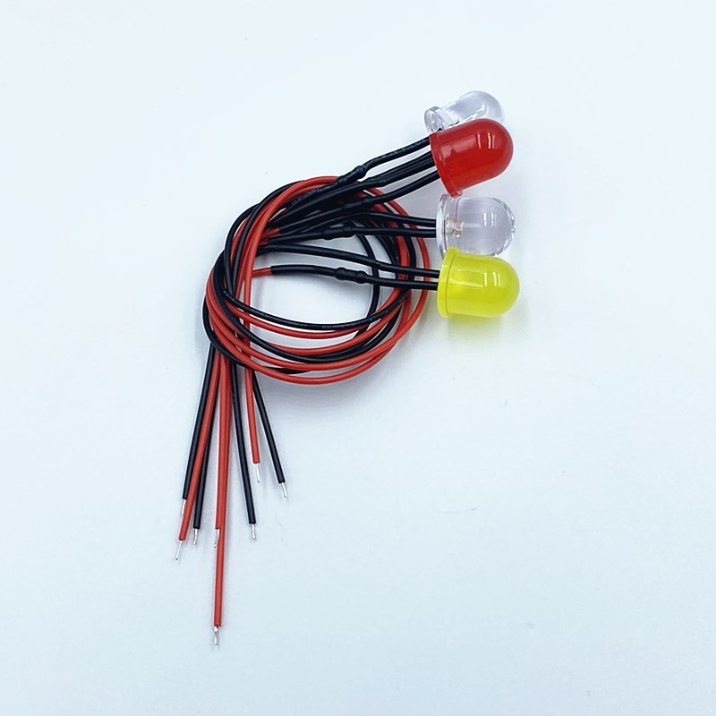 12MM超高亮发光二极管5V12V24V220V指示灯 F12大LED灯泡 带线20CM