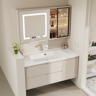 卫生间橡木85厘米/95/105cm/公分定做陶瓷一体洗漱台盆浴室柜组合