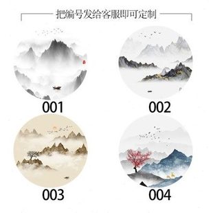 过道走廊8圆形定制墙纸墙布2021壁画立体d轻奢山水画玄关壁纸新款