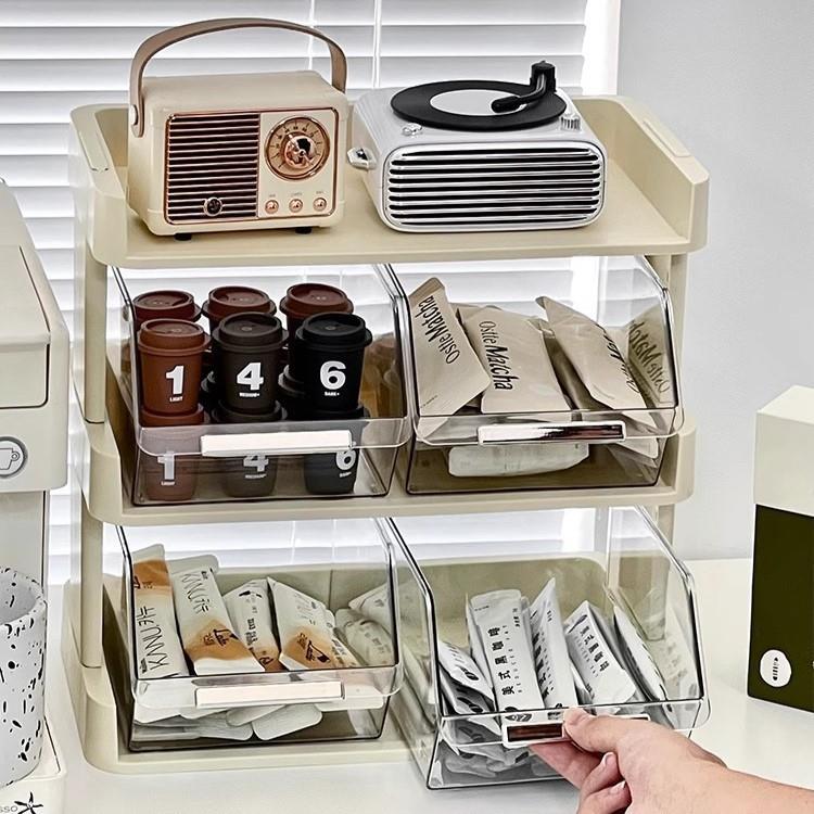 茶包收纳盒办公室茶水间咖啡胶囊收纳架桌面透明茶叶吧台置物架子