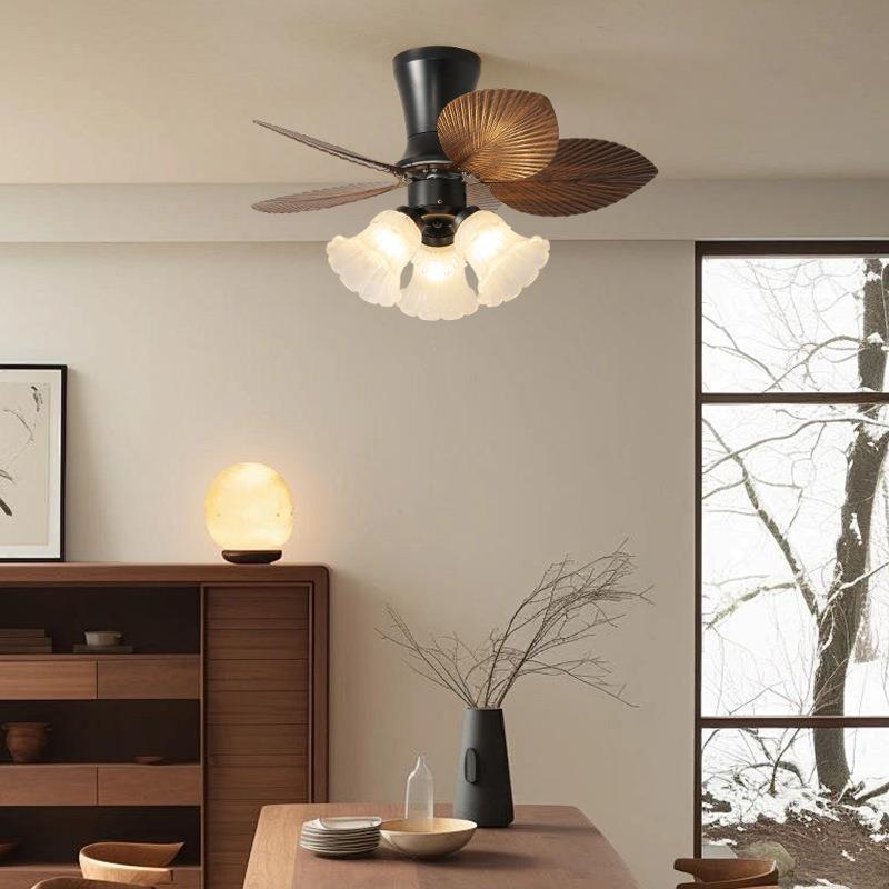 奶油风儿童房风扇灯卧室房彩色全光谱LED静音一体电扇灯中山灯具