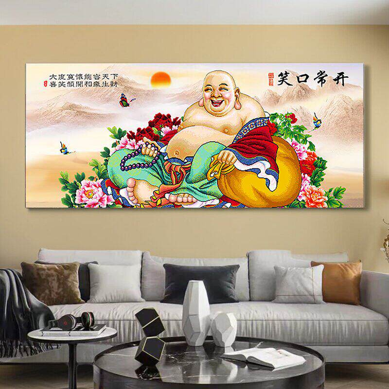 弥勒佛满绣十字绣2025新款线绣笑口常开手工自绣佛像人物精准印花