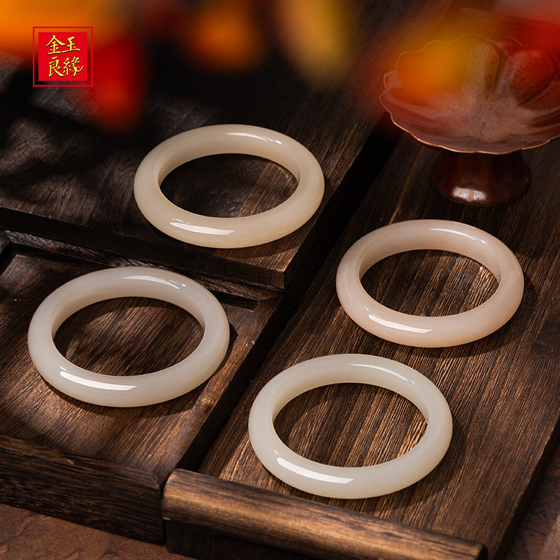 金玉良缘【藕粉玉镯合集】色标浓藕粉胖圆高冰和田玉玉镯正圈玉镯