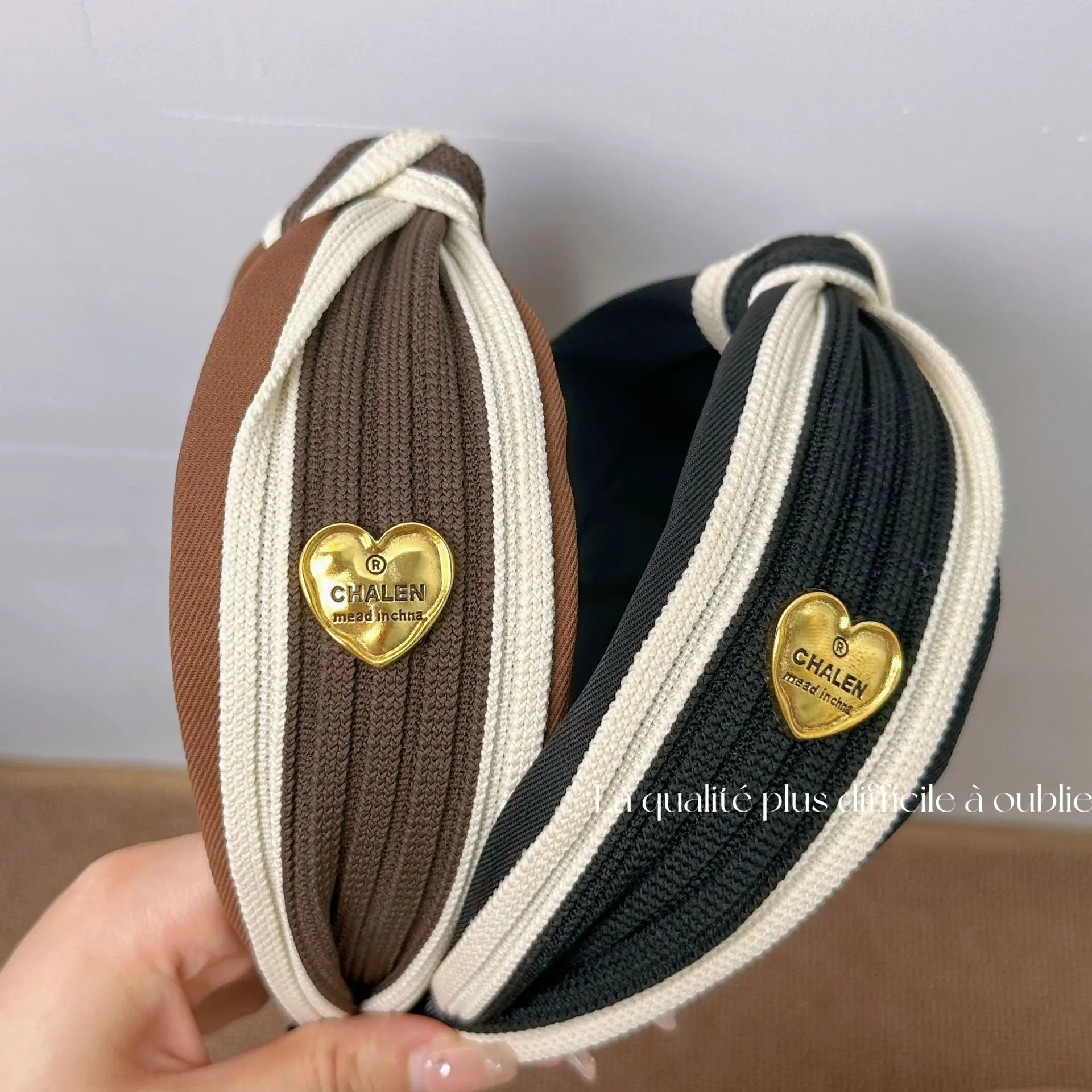 韩版气质打结宽边发箍2023新款爱心针织头箍压发洗脸发卡发饰