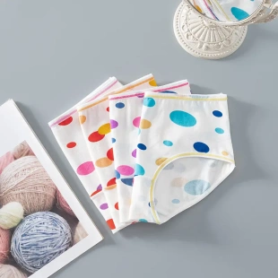 中腰学生波点印花日系内裤 6805 女士纯棉质初高中生裤