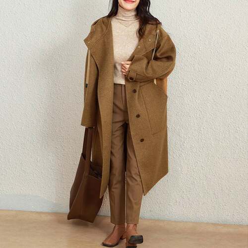 AS358连帽双面羊绒大衣纸样女装新款中长款外套服装打板