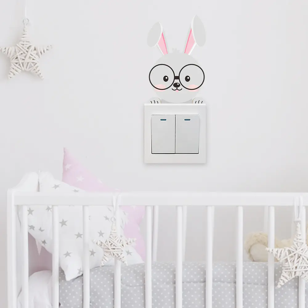尚易spz-kg157带眼镜的兔子客厅墙贴自粘开关装饰开关贴