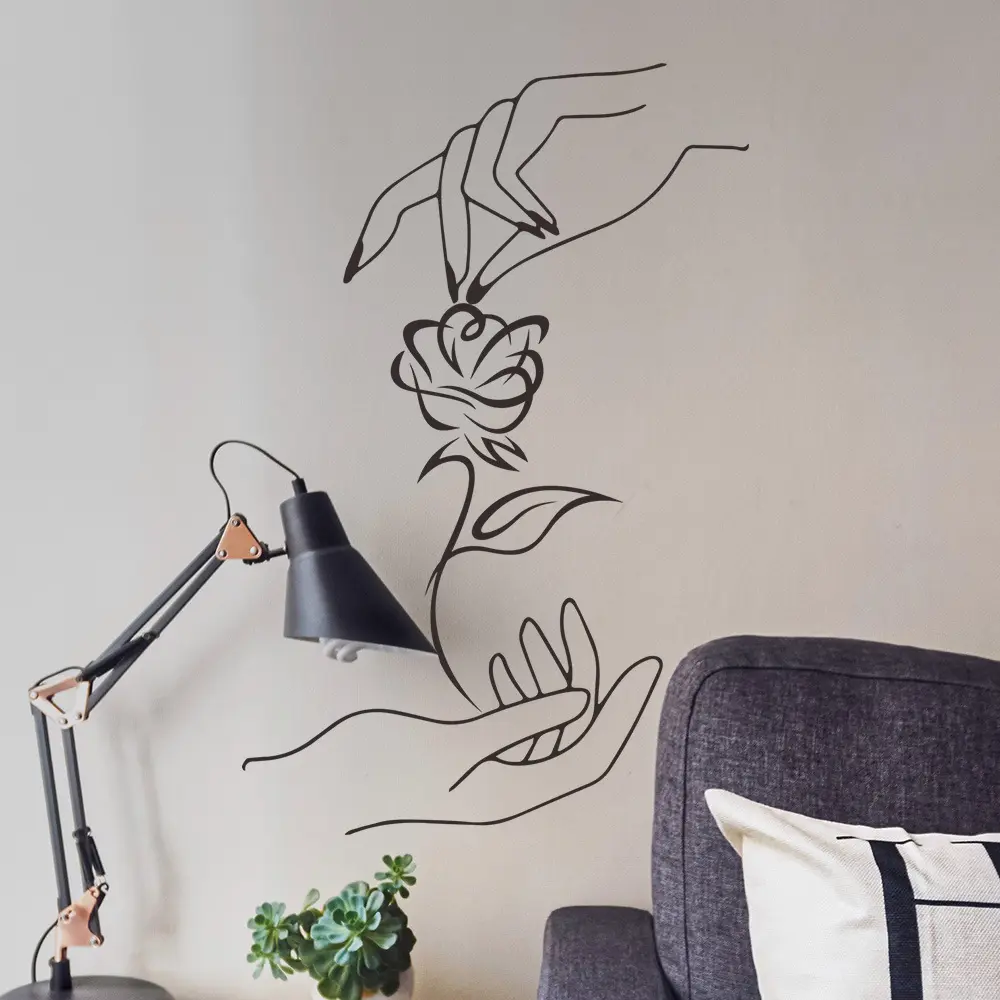 尚易sp-s0310创意简约玫瑰花墙贴自粘卧室背景装饰墙贴纸