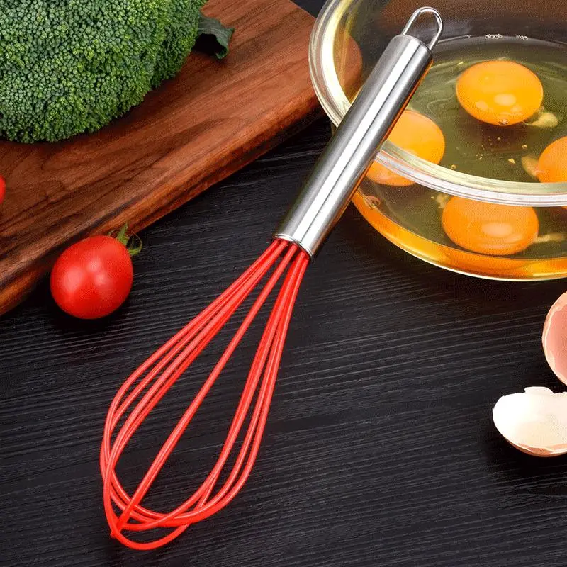 手动不锈钢柄硅胶打蛋器 手持家用蛋糕奶油打发器搅拌器烘焙工具