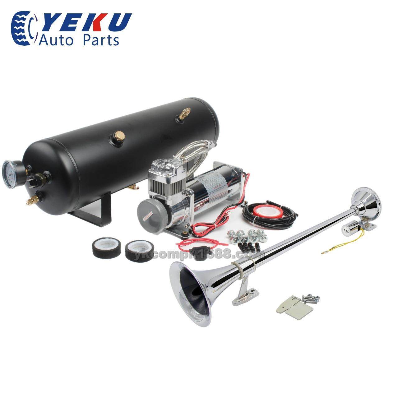 12V3gal200psi车载空压机气泵带单管640mm圆口气喇叭货车改装气泵