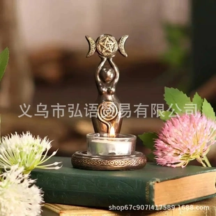 新品 triple goddess tea light 神像烛台香薰树脂工艺品摆件