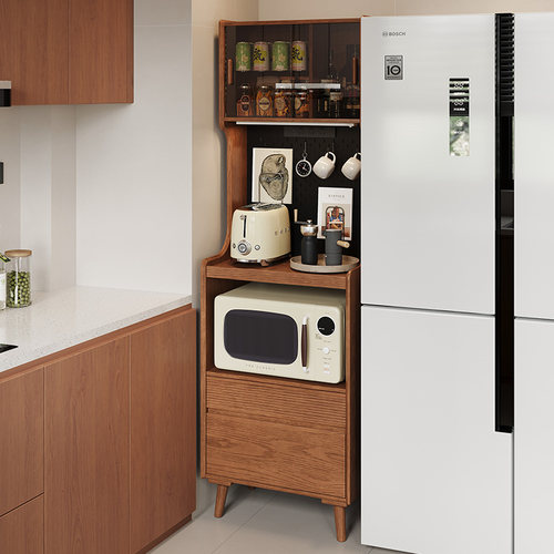 莱舍中古小户型靠墙一体厨房实木