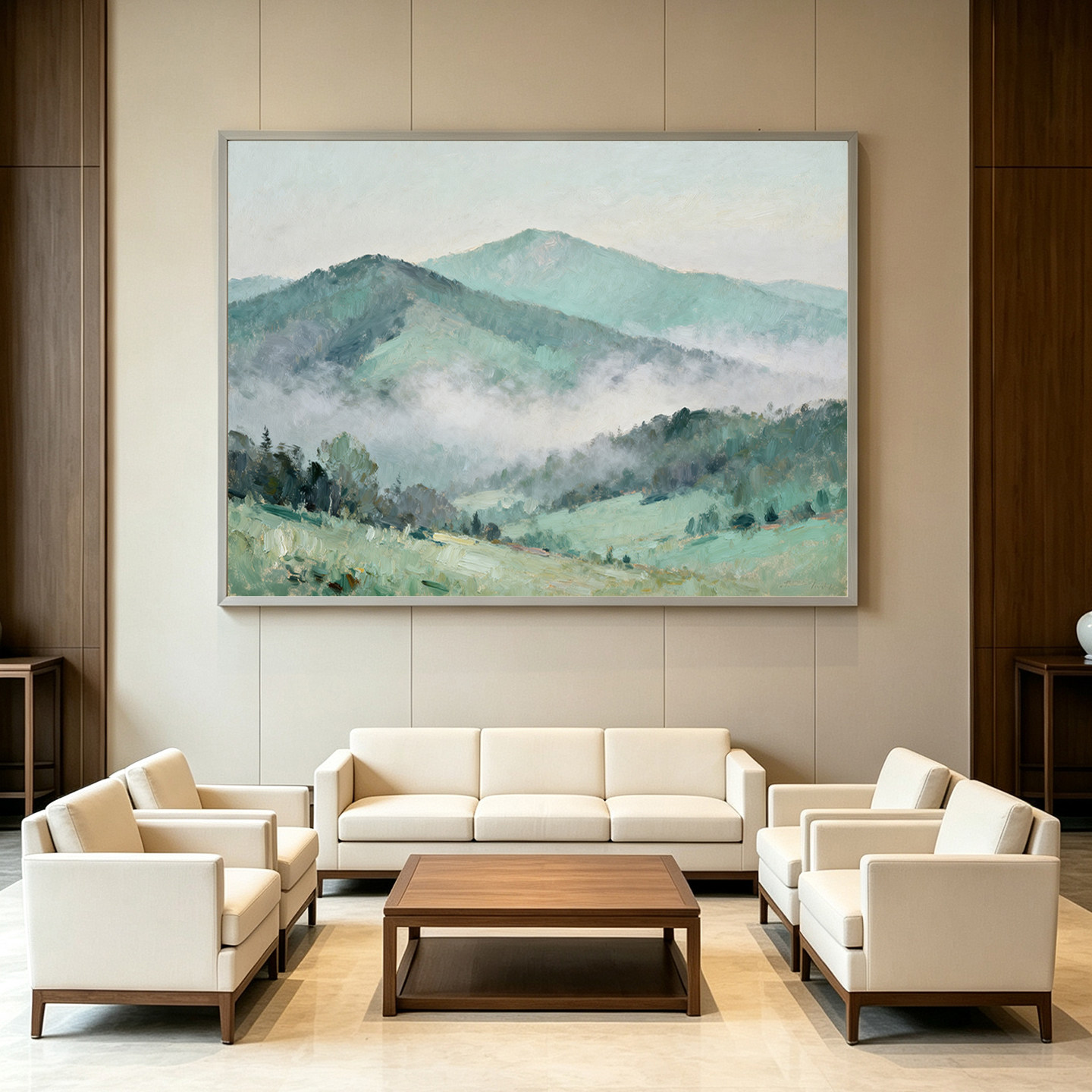 可班云起青山手绘山水装饰挂画