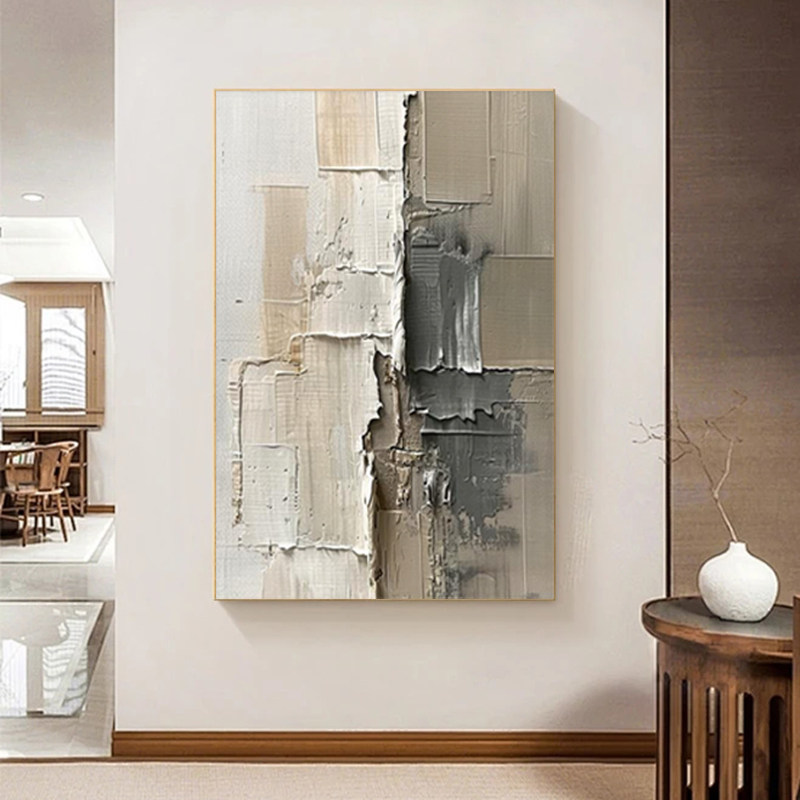 手绘油画创意个性肌理抽象装饰画轻奢卧室餐厅手工挂画艺术书房画