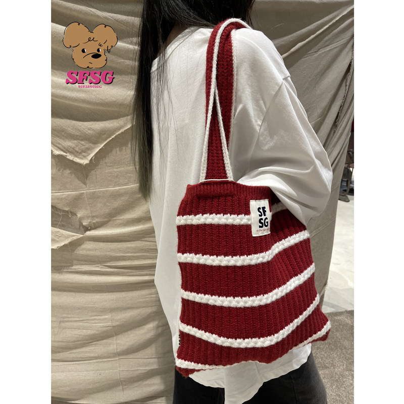 SFSG x 针织条纹系列手提单肩包轻便小众通勤圣诞新年冬季新品