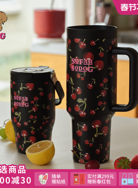 SFSG x 水杯系列豹纹樱桃潦草小狗把手杯提手杯2026春季新品