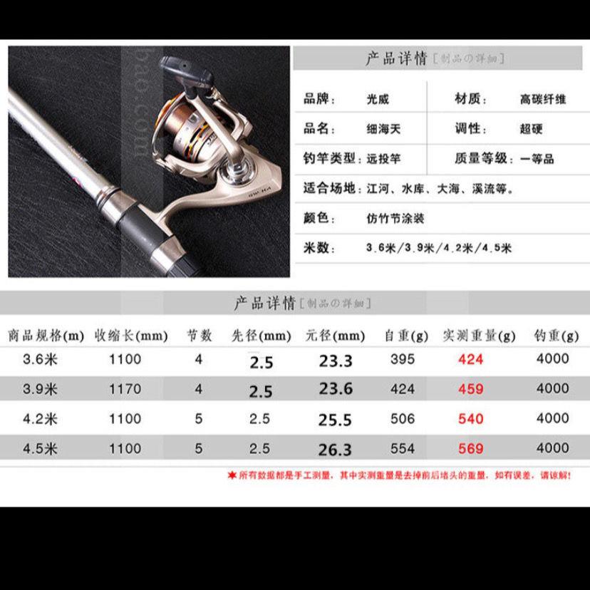 光威细海天远投竿海天系列长节杆超硬抛竿专业远投海杆海竿钓鱼竿