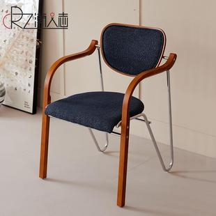 中古轻奢复古家用餐椅小户型餐桌椅子靠背凳子设计师网红实木椅子