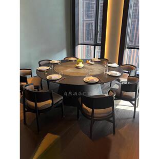 酒店电动餐桌大圆桌3米2会所包厢别墅饭店桌椅组合带火锅圆桌20人