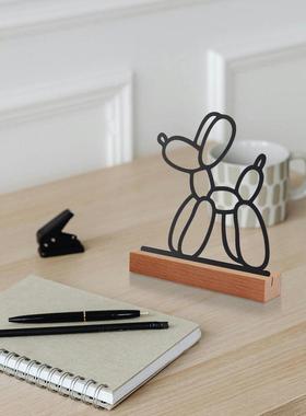 创意卡通桌面摆件现代线条模型简约铁艺猫咪书房工艺品办公台装饰