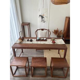 新中式黑胡桃木小茶几阳台茶几椅子组合2024新型小户实木小茶几