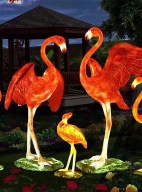 玻璃钢模拟动物夜光火烈鸟雕塑摆件户外大灯夜景景区售楼处装饰