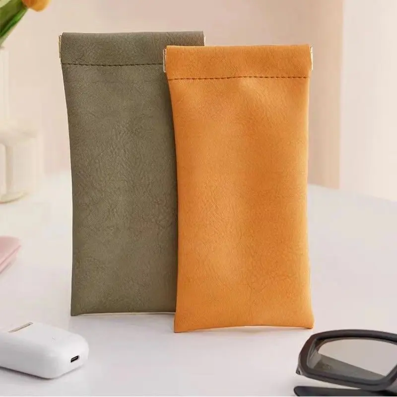 皮质眼镜袋女款式眼镜收纳包弹片口自动闭合墨镜包收纳套,收纳整理,眼镜收纳盒,淘宝优惠券,粉丝福利购,淘宝优惠卷