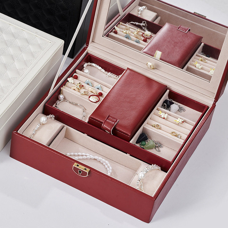 婚庆生级感首饰盒大容量戒指手表手镯带锁饰品收纳盒