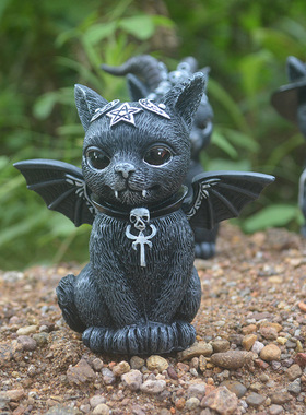 万圣节摆件魔法猫咪树脂工艺品独立站动物雕塑橱窗桌面装饰品