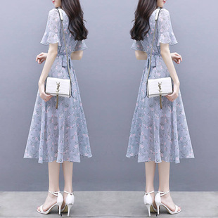 翠花冰丝连衣裙2025新款夏季仙女超仙森系收腰显瘦气质法式女神范