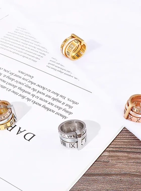 欧美钛钢指环潮流个性贝壳男女钛钢滴胶组合戒指